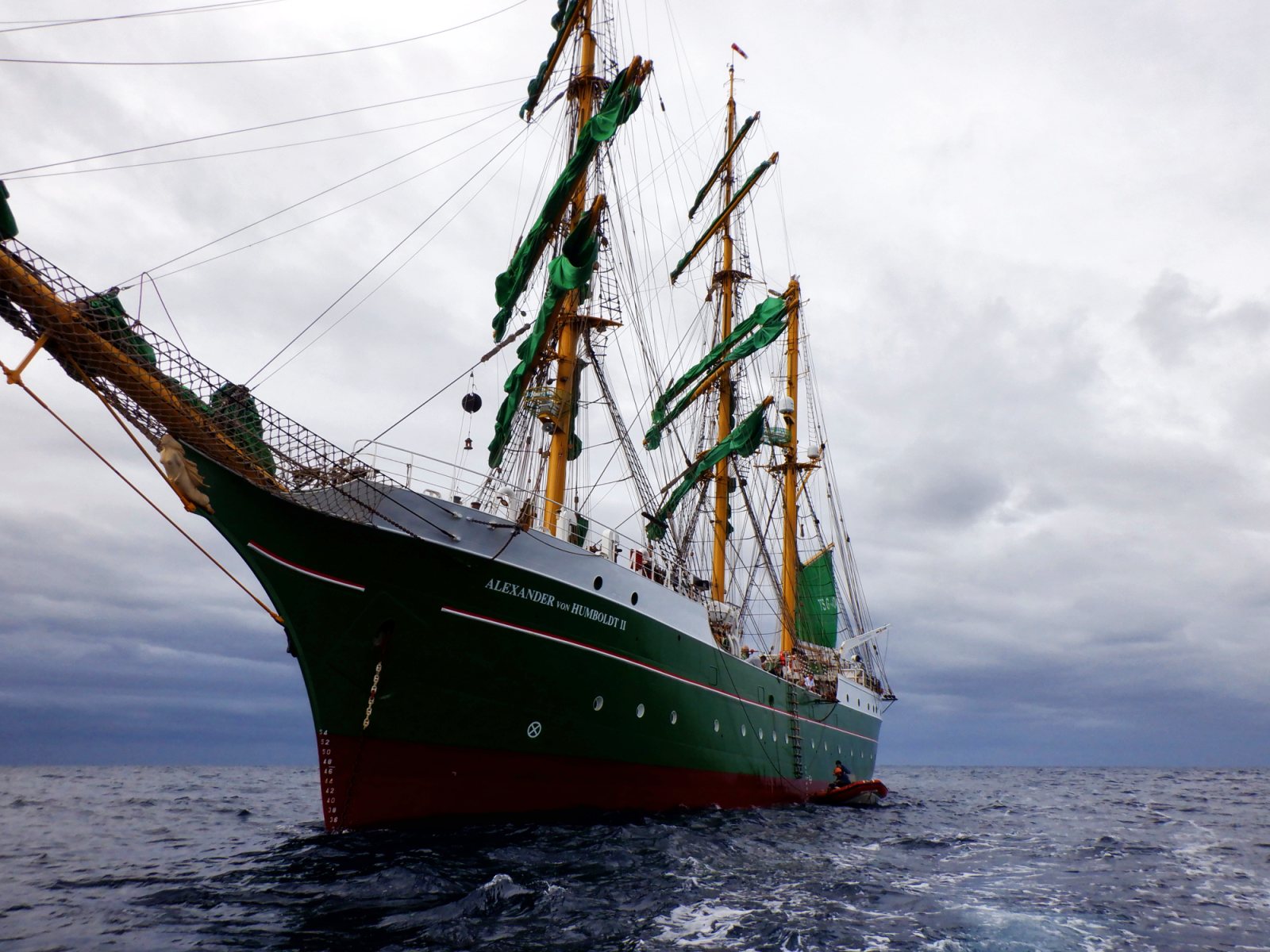 Alexander von Humboldt II seen from her tender in the Atlantic